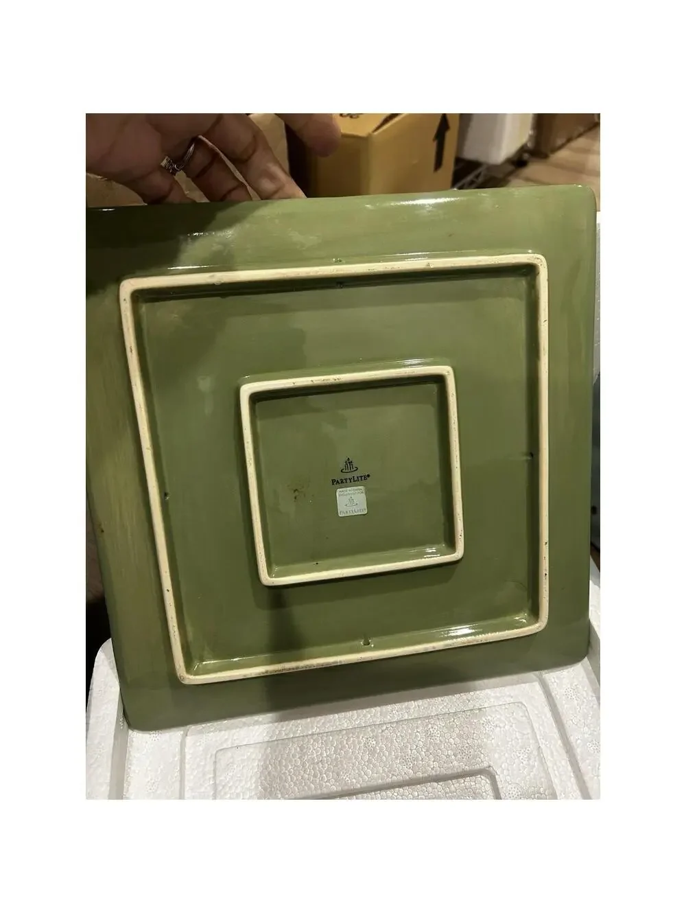 VINTAGE PartyLite Pottery Outdoor Cafe Candle Tray PLATTER Retired NEW P8848